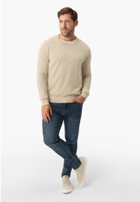 Volcano - Bawełniany sweter S-LOGAN. Kolor: kremowy. Materiał: bawełna. Wzór: haft, gładki, jednolity. Styl: klasyczny #1