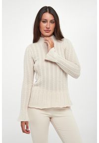 Twinset Milano - Sweter damski wełniany z baskinką TWINSET. Materiał: wełna