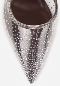 Renee - Brązowe Szpilki Slingback z Transparentną Cholewką i Cyrkoniami Liaceran. Okazja: na imprezę. Kolor: brązowy. Szerokość cholewki: normalna. Obcas: na szpilce. Styl: wizytowy, glamour #6