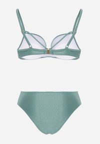 Born2be - Jasnozielone Bikini Majtki Figi i Biustonosz z Paskami i Perłową Aplikacją Cahresha. Kolor: zielony. Wzór: aplikacja #6