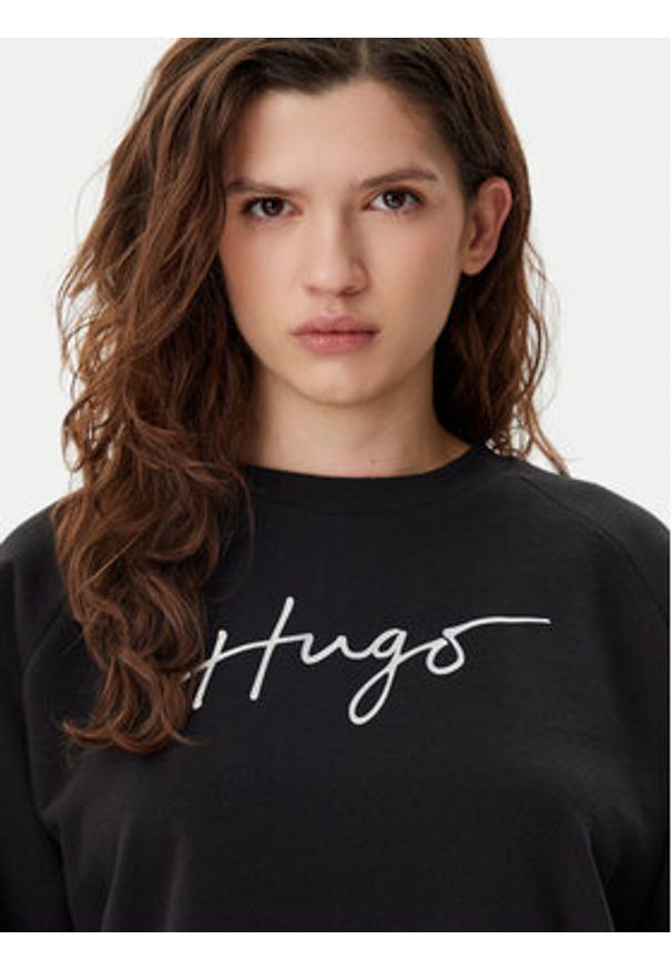Hugo - HUGO Bluza Darace 50534271 Czarny Relaxed Fit. Kolor: czarny. Materiał: bawełna