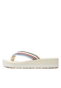 TOMMY HILFIGER - Tommy Hilfiger Japonki Wedge Stripes Beach Sandal FW0FW07858 Beżowy. Kolor: beżowy. Materiał: materiał #7