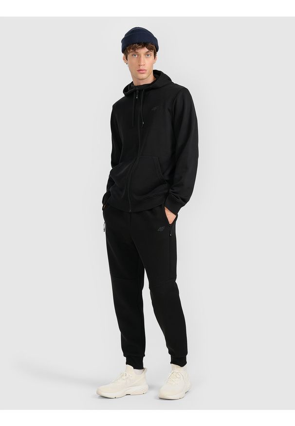 4f - 4F Bluza dresowa rozpinana z kapturem męska - czarna M. Okazja: na co dzień. Typ kołnierza: kaptur. Kolor: czarny. Materiał: dresówka. Styl: casual. Sport: fitness
