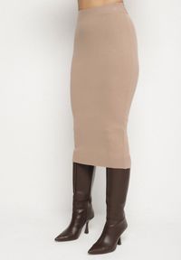 Born2be - Beżowy Elegancki Komplet z Dzianiny z Wiskozą Kardigan i Spódnica Uneva. Kolor: beżowy. Materiał: wiskoza, dzianina #7