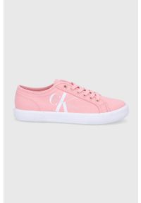 Calvin Klein Jeans Tenisówki damskie kolor różowy. Nosek buta: okrągły. Zapięcie: sznurówki. Kolor: różowy. Materiał: guma