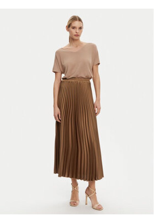 Kontatto Spódnica plisowana SU501C Brązowy Regular Fit. Kolor: brązowy. Materiał: syntetyk