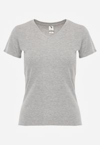 Renee - Jasnoszary T-shirt Mirasura. Kolor: szary. Materiał: dzianina. Długość rękawa: krótki rękaw. Długość: krótkie. Wzór: gładki #3