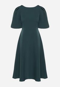 Born2be - Zielona Sukienka o Rozkloszowanym Kroju z Bufiastymi Rękawami Melisseia. Kolor: zielony. Styl: klasyczny #5