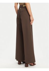 TwinSet - TWINSET Spodnie palazzo 251TT2105 Brązowy Wide Leg. Kolor: brązowy. Materiał: bawełna #5