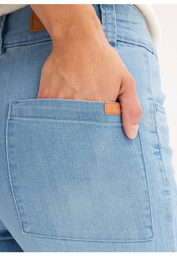 bonprix - Jeansy ze stretchem, high waist, straight. Stan: podwyższony. Kolor: niebieski