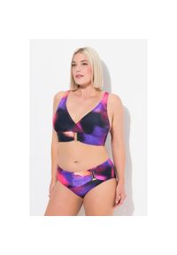 ULLA POPKEN - Damskie Bikini ozdobne klamry miękkie miseczki materiał pochodzący z recyklingu. Kolekcja: plus size. Kolor: różowy. Materiał: elastan, poliamid, materiał