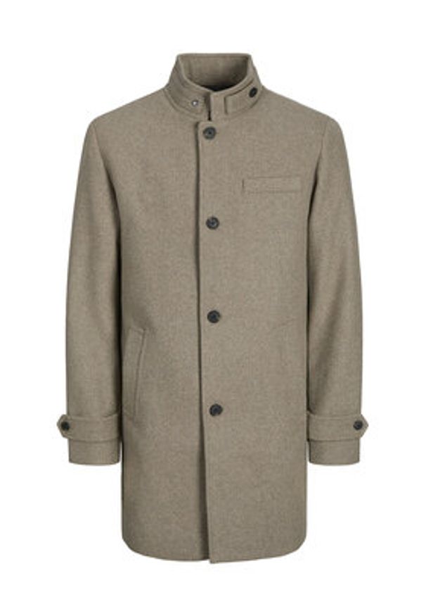 Jack & Jones Płaszcz wełniany Melton 12258672 Beżowy Regular Fit. Kolor: beżowy. Materiał: syntetyk