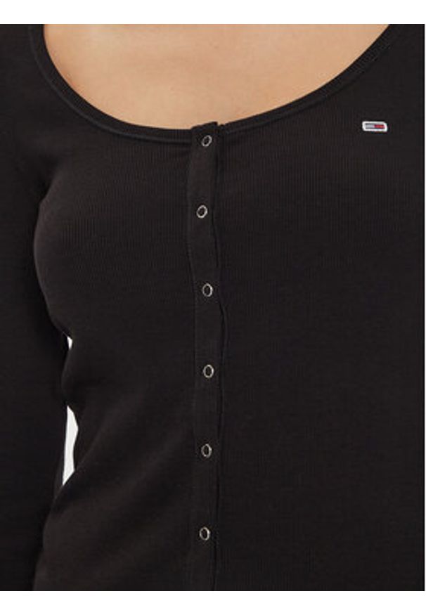 Tommy Jeans Bluzka DW0DW18431 Czarny Slim Fit. Kolor: czarny. Materiał: bawełna