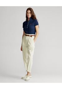 Ralph Lauren - RALPH LAUREN - Granatowa koszulka Polo Slim fit. Typ kołnierza: polo. Kolor: niebieski. Materiał: bawełna, elastan, materiał. Wzór: aplikacja, haft #5
