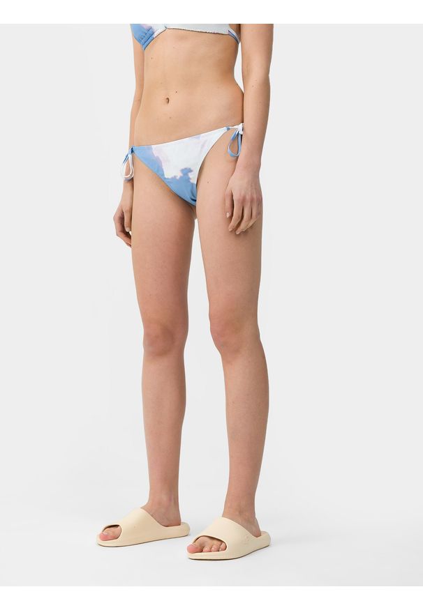 4f - 4F Dół od bikini z materiałów z recyklingu damski S. Stan: obniżony. Kolor: niebieski. Materiał: materiał