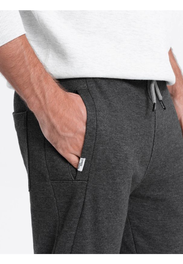 Ombre Clothing - Spodnie męskie dresowe joggery - grafitowe P1036 - XXL. Kolor: szary. Materiał: dresówka