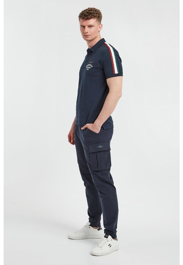 Aeronautica Militare - Polo męskie z lampasem AERONAUTICA MILITARE. Typ kołnierza: polo