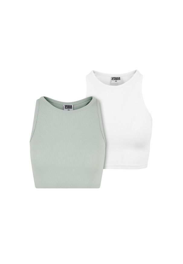 Urban Classics - Top W Prążki Dla Kobiet (zestaw 2 Sztuk). Kolor: zielony, wielokolorowy, brązowy. Wzór: prążki