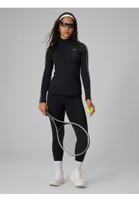 4f - 4F Longsleeve slim gładki damski - czarny XL. Okazja: na co dzień. Typ kołnierza: kołnierzyk stójkowy. Kolor: czarny. Materiał: dresówka, materiał, dzianina. Długość rękawa: długi rękaw. Długość: długie. Wzór: gładki. Styl: casual, sportowy #2
