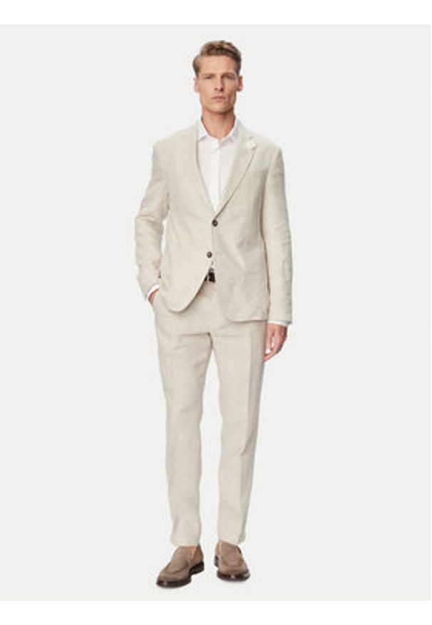 JOOP! Spodnie garniturowe Hank 30102982 Beżowy jasny Slim Fit. Kolor: beżowy