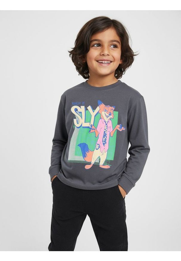 Sinsay - Koszulka z długimi rękawami Disney Zwierzogród - brązowy. Kolor: brązowy. Długość rękawa: długi rękaw. Długość: długie. Wzór: motyw z bajki