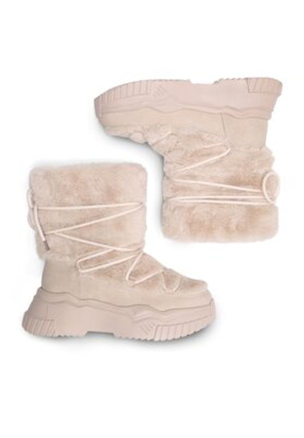 DeeZee Śniegowce NELA WS6009-01 Beżowy. Kolor: beżowy. Materiał: materiał