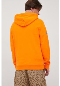 Superdry bluza bawełniana męska kolor pomarańczowy z kapturem z nadrukiem. Typ kołnierza: kaptur. Kolor: pomarańczowy. Materiał: bawełna. Wzór: nadruk