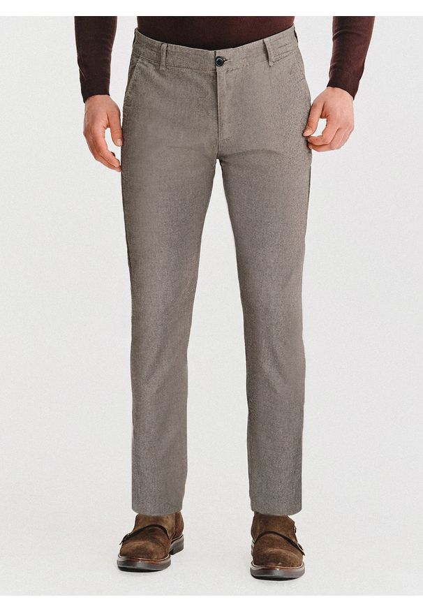 Pako Lorente - PAKO LORENTE - Brązowe spodnie chino. Kolor: brązowy. Materiał: poliester, bawełna, elastan. Sezon: zima, jesień