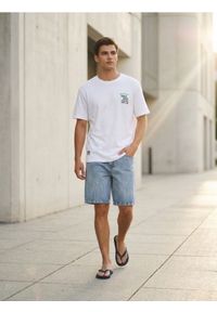 Sinsay - Szorty jeansowe z efektem sprania - niebieski. Kolor: niebieski