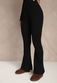 Renee - Czarne Spodnie Dzwony z Wiskozą High Waist Tusrima. Stan: podwyższony. Kolor: czarny. Materiał: wiskoza #3