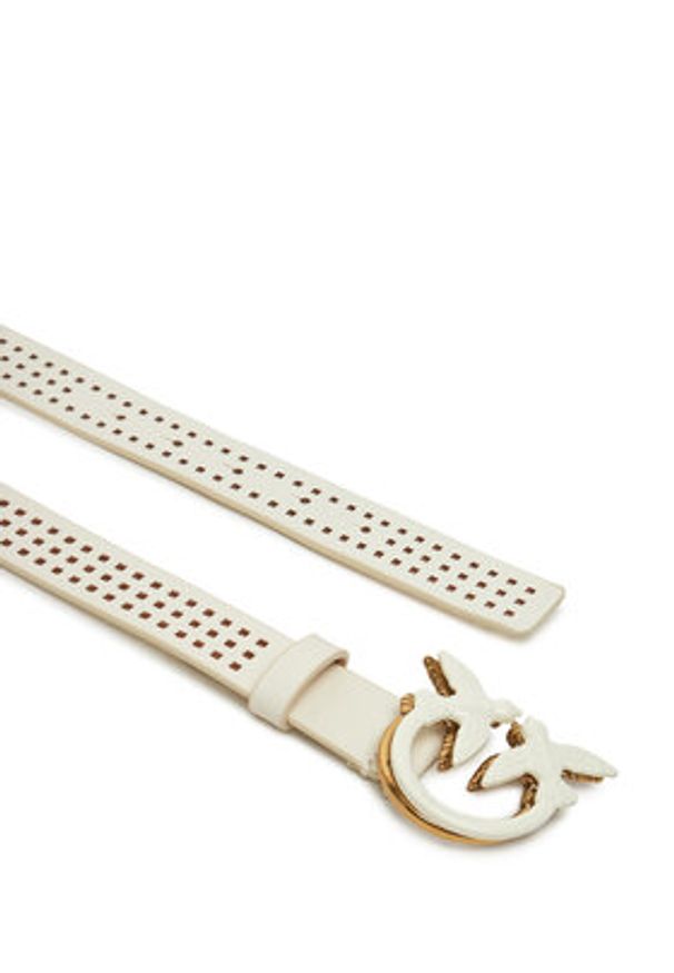 Pinko - PINKO Pasek Damski Love Berry H3 Belt 20251 PLT01 100125 A11W Biały. Kolor: biały. Materiał: skóra