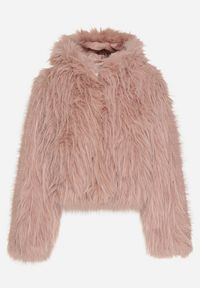 Born2be - Różowa Kurtka Futerko na Suwak z Kapturem Zetale. Okazja: na spacer. Typ kołnierza: kaptur. Kolor: różowy. Materiał: futro. Wzór: gładki #6