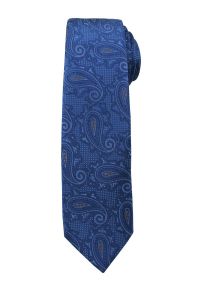 Modny i Elegancki Krawat Alties - Niebieski w Duży Wzór Paisley. Kolor: niebieski. Materiał: tkanina. Wzór: paisley. Styl: elegancki