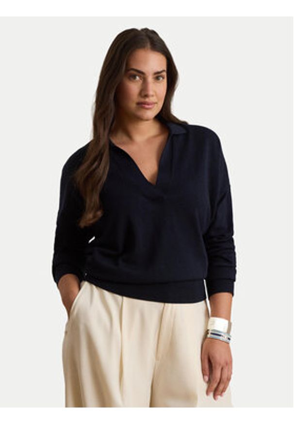 Lauren Ralph Lauren - LAUREN RALPH LAUREN Sweter 200P14056003 Granatowy Regular Fit. Kolor: niebieski. Materiał: syntetyk