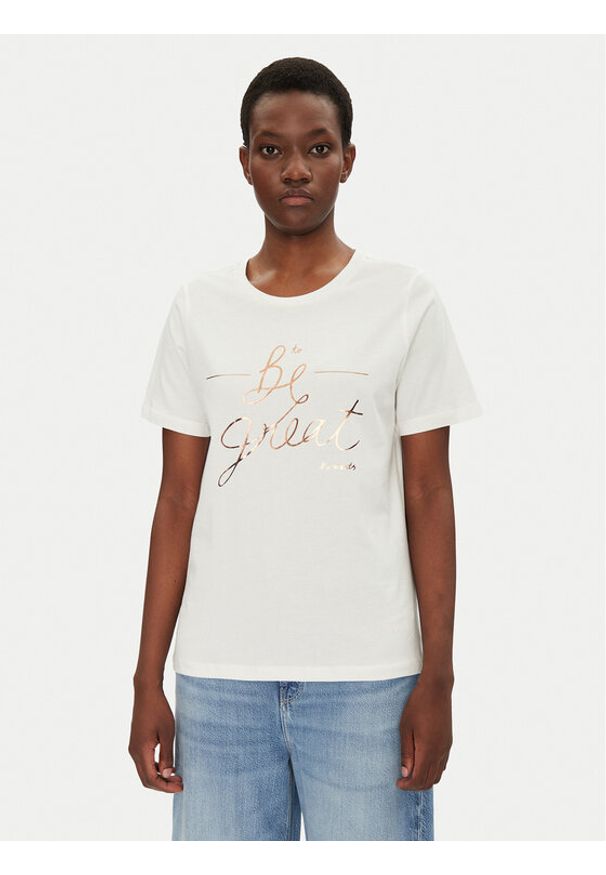 Fransa T-Shirt 20615334 Biały Regular Fit. Kolor: biały. Materiał: bawełna
