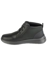 skechers - Buty do chodzenia męskie Skechers Proven Yermo. Kolor: czarny. Materiał: guma, skóra, tkanina. Sport: turystyka piesza