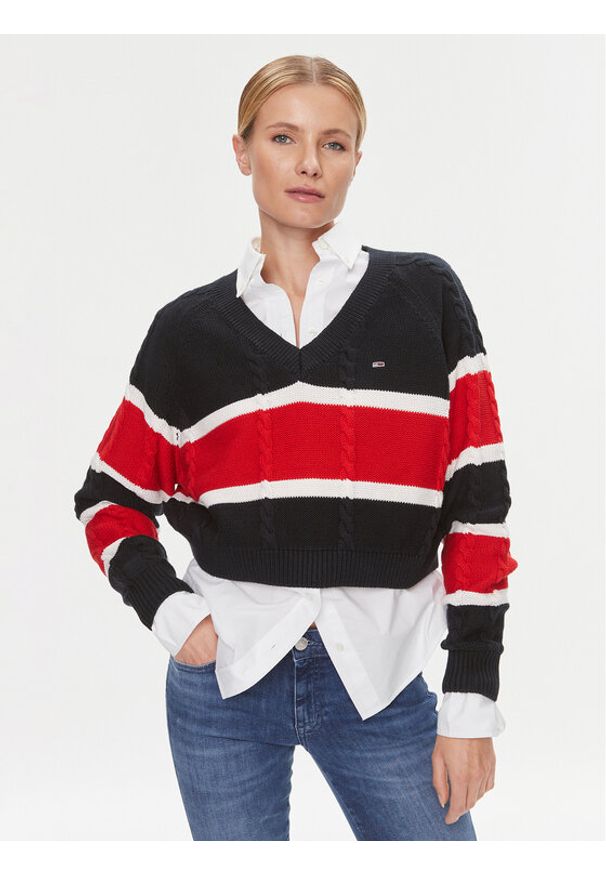 Tommy Jeans Sweter DW0DW15941 Kolorowy Regular Fit. Materiał: syntetyk. Wzór: kolorowy