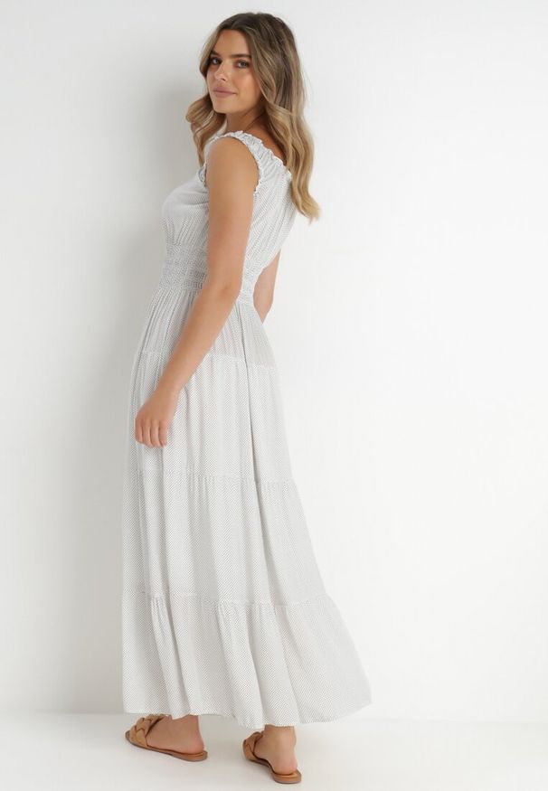 Born2be - Biała Sukienka Abill. Kolor: biały. Długość rękawa: bez rękawów. Sezon: lato. Styl: boho, wakacyjny. Długość: maxi