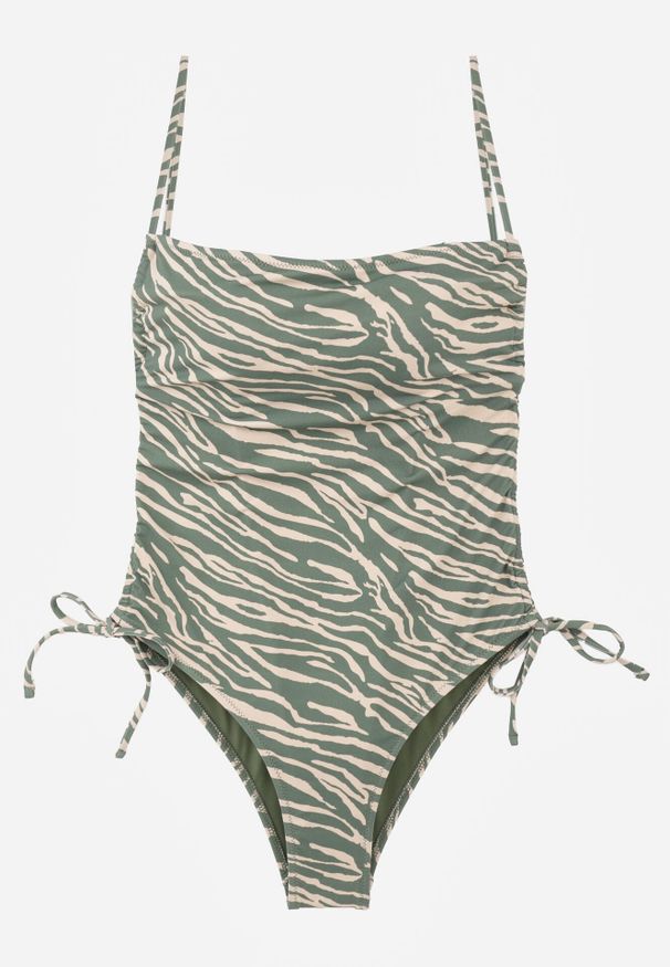 Born2be - Zielony Strój Kąpielowy z Wiązaniami po Bokach Penira. Kolor: zielony