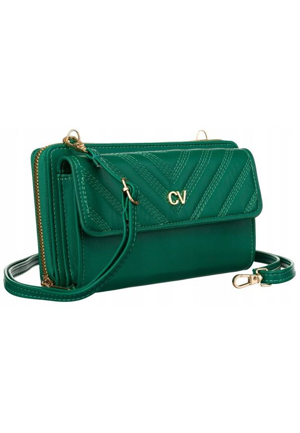 4U CAVALDI - Mini torebka-portfel 4U Cavaldi M-11 zielony. Kolor: zielony. Materiał: skórzane
