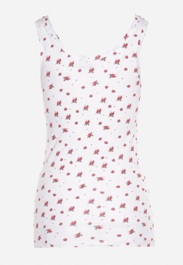 Born2be - Biały Bawełniany Top z Kwiatowym Wzorem Venitte. Okazja: na co dzień. Kolor: biały. Materiał: bawełna. Wzór: kwiaty. Styl: klasyczny, casual
