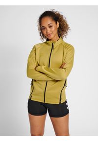 Bluza do piłki ręcznej damska Hummel Cima XK zapinana na zamek. Kolor: żółty, wielokolorowy, beżowy. Materiał: dresówka