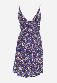 Born2be - Granatowa Bawełniana Sukienka na Regulowanych Ramiączkach z Gumką w Talii Dimitssa. Okazja: na spacer, na imprezę. Typ kołnierza: dekolt w kształcie V. Kolor: niebieski. Materiał: bawełna. Długość rękawa: na ramiączkach. Sezon: lato. Styl: elegancki #5