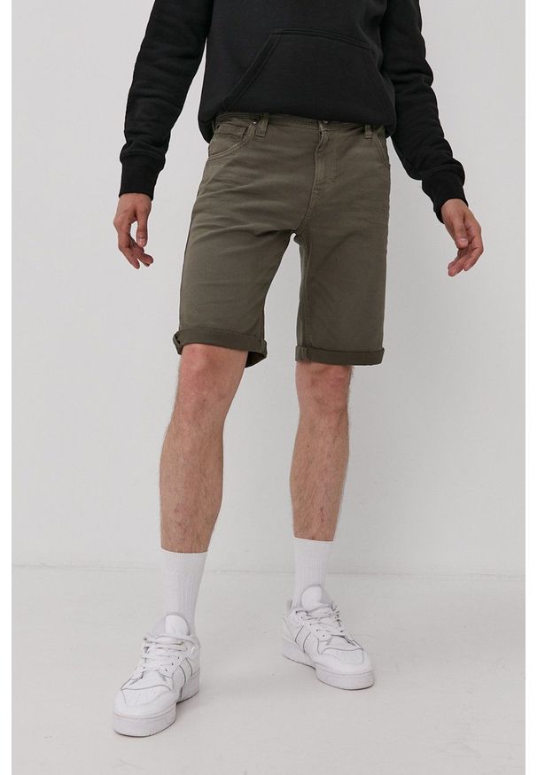 Mustang - Szorty jeansowe. Okazja: na co dzień. Kolor: zielony. Materiał: jeans. Wzór: gładki. Styl: casual