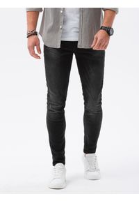 Ombre Clothing - Spodnie jeansowe męskie SLIM FIT P1023 - czarne - M. Okazja: na co dzień. Kolor: czarny. Materiał: jeans. Styl: casual, klasyczny #3
