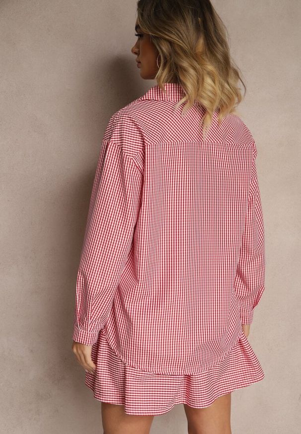 Renee - Czerwony Komplet Spódnica o Rozkloszowanym Kroju i Koszula Novarelle. Kolor: czerwony