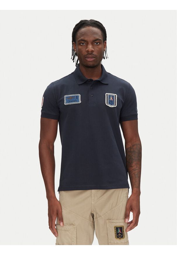 Aeronautica Militare Polo 251PO1851P344 Granatowy Regular Fit. Typ kołnierza: polo. Kolor: niebieski. Materiał: bawełna