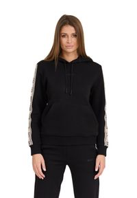 Guess - GUESS Czarna damska bluza Carla Hooded, Rozmiar L. Okazja: na co dzień. Kolor: czarny. Materiał: poliester, bawełna. Długość rękawa: długi rękaw. Długość: długie. Styl: casual #7