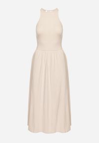 Born2be - Jasnobeżowa Sukienka Bawełniana Rozkloszowana bez Rękawów z Kieszonkami Efrinara. Okazja: na co dzień. Kolor: beżowy. Materiał: bawełna. Długość rękawa: bez rękawów. Sezon: lato. Typ sukienki: rozkloszowane. Styl: klasyczny, casual, elegancki. Długość: maxi #7