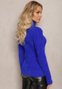 Renee - Granatowy Golf z Dzianiny z Długim Włosem i Dodatkiem Wełny Gerdonna. Typ kołnierza: golf. Kolor: niebieski. Materiał: wełna, dzianina. Długość: długie. Wzór: jednolity. Sezon: zima, jesień #2